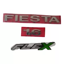 Kit Emblema Letreiro Fiesta 1.6 + Flex Resinado 2002 A 2012