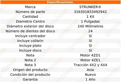 Kit De Embrague Isuzu Pickup 4 Cil 2.6l 81/95 Strunker Foto 2