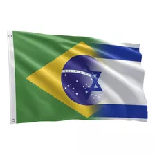 Kit 2 Bandeiras Brasil E Israel 1,50x0,90m Grande