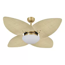 Ventilador De Teto Dunamis Dourado 4p Rattan Natural 220v