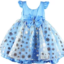 Vestido Infantil Temático Frozen Princesa Azul Bebê 1 Ano