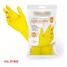 Luva Látex Limpeza Multiuso Resistente Amarela 1 Par Full Tamanho M