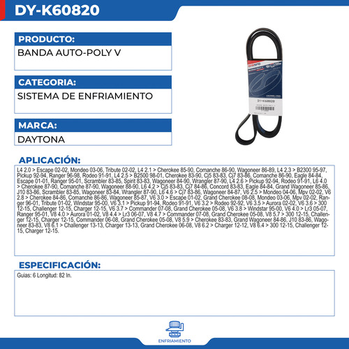 Banda Auto-poly V Ford Escape 2001-2002 Foto 3