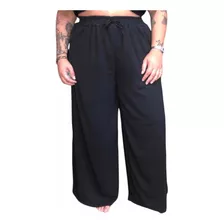 Calça Pantalona Wide Leg Plus Size Dade Crepe Duna Air-flow