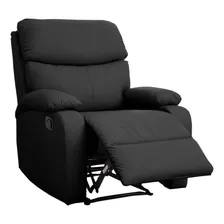 Poltrona Sillon Sofa Reclinable 1 Cuerpo Pu Simil Cuero Color Negro Diseño De La Tela Liso