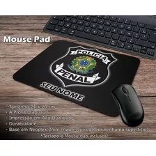 Mouse Pad Neoprene Polícia Penal Personalizado Com Nome