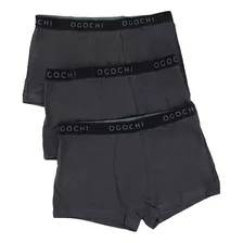 Cueca Menino Ogochi Boxer Kit 3 Peças Cinza Escura