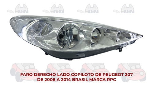 Faro Peugeot 207 2008-2009-2010-11-2012-2013-2014 Brasil Ore Foto 10