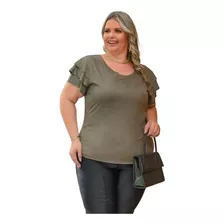 Blusinha Suede Plus Size Feminina Moda Babado Blusa Soltinha