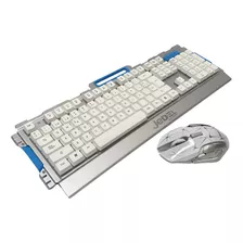 Set Teclado + Mouse Gamer Inalambrico Hk50 Jedel Blanco