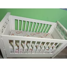 Cuna Para Bebes Recta Con Cajón Y Baranda Regulable 