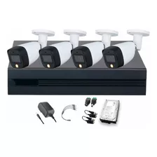 Dahua Kit De 4 Cámaras De Seguridad Exterior Fullcolorkit-a-4sc 500 Gb Full Color 2 Mp Micrófono Integrado Circuito Cerrado Facil Instalación Busqueda De Humanos Fullcolorkit-a Cctv