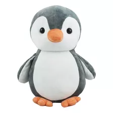 Pinguim Cinza Em Pelúcia Animais Marinhos 22 Cm