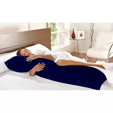 Travesseiro Corpo 100% Silicone + Fronha Xuxão Azul Marinho