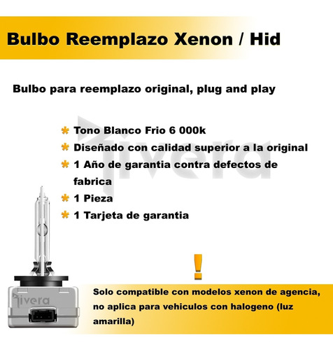 Bx Bulbo Xenon Hid Reemplazo Mercury Montego 2006 D1r Foto 2