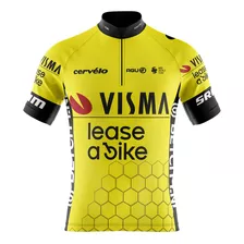 Camisa Para Ciclista Pro Tour Jumbo Amarela Com Bolsos Uv+