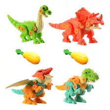 Kit 4 Dinossauros De Montar Com Chave Infantil Educativo