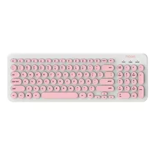 Kit De Teclado Y Mouse Inalámbrico Noga S5600 Español Latinoamérica De Color Blanco Y Rosa