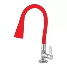 Torneira Gourmet Cozinha Mesa 2 Jatos Flexível Vermelho Acabamento Brilhante