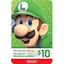 Nintendo Eshop Gift Tarjeta Card De 10 [ Código Digital 