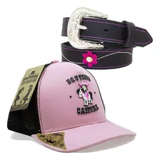 Bone Country Feminino Cowgirl Menina Infantil + Cinto Couro