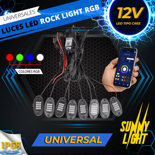 8 Luces Led Rgb Rock Light Bluetooth Jeep Rzr Offroad Autos Foto 2