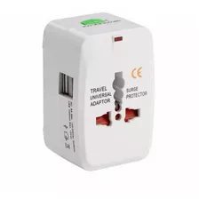 Adaptador Enchufe Universal Ac Viajero + Cargador 2 Usb