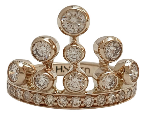 Anel Hstern Rainha Maior Ouro Nobre 18k E Diamantes Cognac Cinza 16