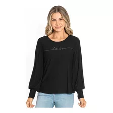 Blusa Feminina Gola Alta Canelada E Let It Be Rovitex