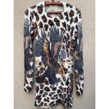 Sweater Pelo Finito Elastizado Animal Print