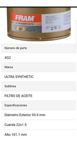 Filtro Aceite Sinttico Lincoln Navigator 5.4 1998-2014 Xg2  Foto 7