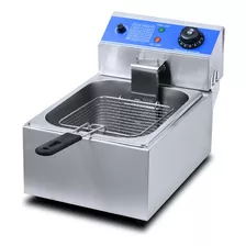 Fritadeira Elétrica Industrial 6l 110v 220v C/ Tampa 1 Cuba Cor Inox