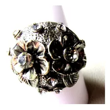 Liquidación/anillo Fantasía Ancho Bombé/flores/strass/19