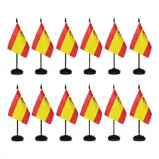 Banderas De Espana De Escritorio Con Poste Negro De 13 Pulga