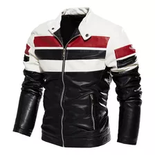 Chaqueta De Cuero Pu Pilot Para Hombre, A Juego Con Colores