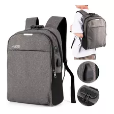 Mochila Gris Impermeable Y Antirrobo Con Conector Usb