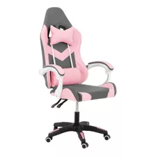 Silla Gamer Ergonomica Onof Reclinable Escritorio Giratoria Color Rosa/gris