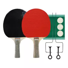 Kit Tenis De Mesa Ping Pong - Completo Raquetes Bolas + Rede Cor Azul/vermelho