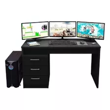 Escrivaninha Gamer Siena Móveis Drx 6000 Mdp De 178cm X 75cm X 54cm Preto