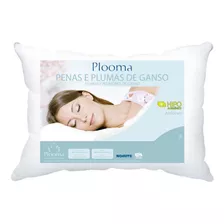 Travesseiro Plooma 80% Penas E 20% E Plumas De Ganso Tradicional 70cm Cor Branco