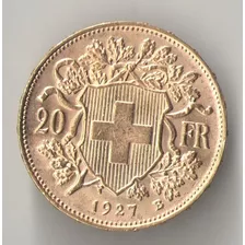 Suiça 20 Francos 1927 Ouro 6,45 Gramas Au 900 Linda 21 Mm