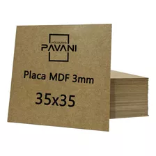 Placa Mdf Cru 3mm 35x35 - 50 Unids P/decoração E Artesanato