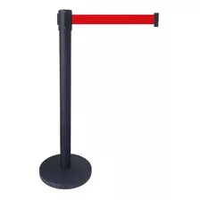 2 X Pedestal Separador De Fila Preto Com Fita Vermelha