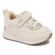 Tênis Infantil Klin Walk Baby Off White E Dourado 453.114