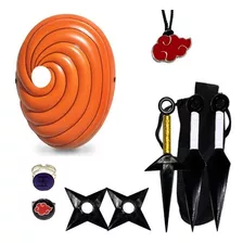 Kit Máscara Anel Tobi Colar Kit Ninja Porta Kunai Naruto