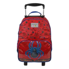 Mochila De Rodinhas G Escolar Spider World Container Kids Cor Vermelho E Azul