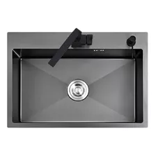 Cuba Para Cozinha Aço Inox Quadrada Retangular 60 Cm - Preto