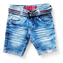 Bermuda Short Jeans Bebê Infantil E Juvenil - Com Cinto!!
