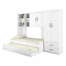 Quarto Infantil Modulado 4 Portas Com Bicama Chiara Branco