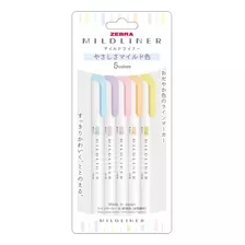 Marcador Brand Text Mildeliner Zebra De Doble Punta, 5 Colores, Color Suave Y Suave